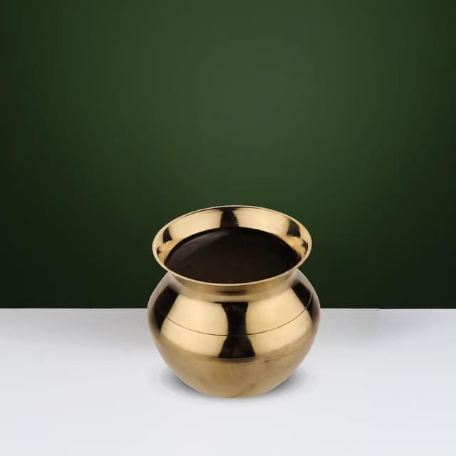Indian Pure Brass Golden Color Lota for Pooja, Home, Temple/Brass Lota (Kalash) for Ganga Jal/Diwali Festival Use