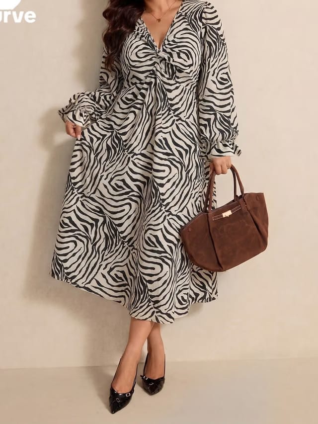 Women's Plus Size Ruffle Smock Dress