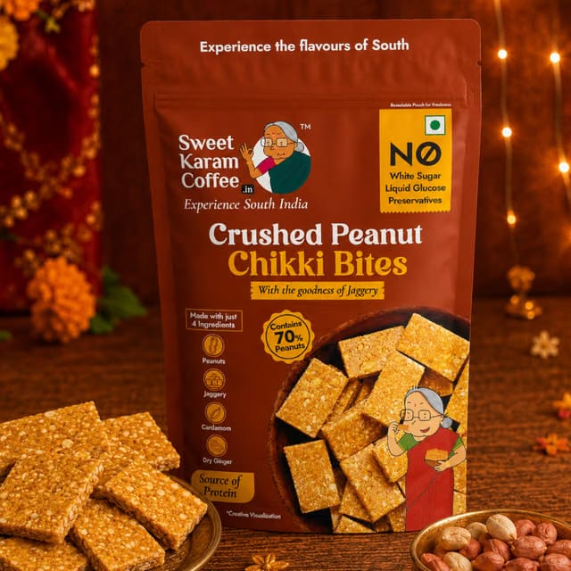 Sweet Karam Coffee Crushed Peanut Chikki Bites