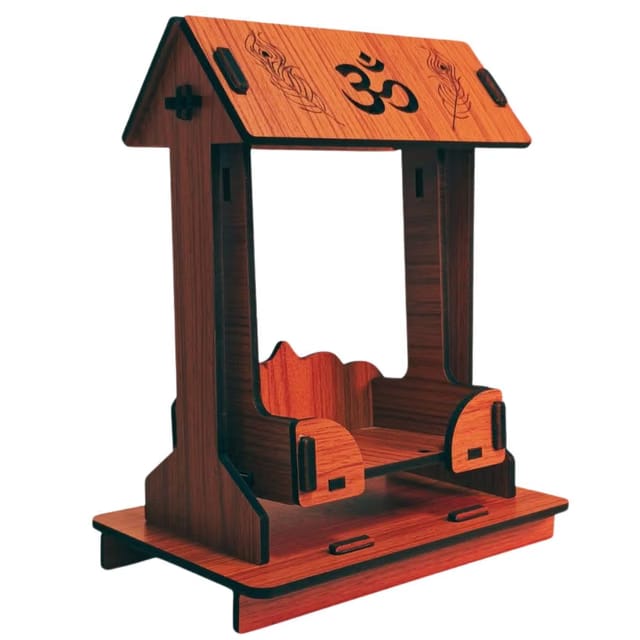 Swing Wooden Laddu Gopal Jhula,Krishna Hindola Palana,Decorative Laddu Gopal for Temple Pooja