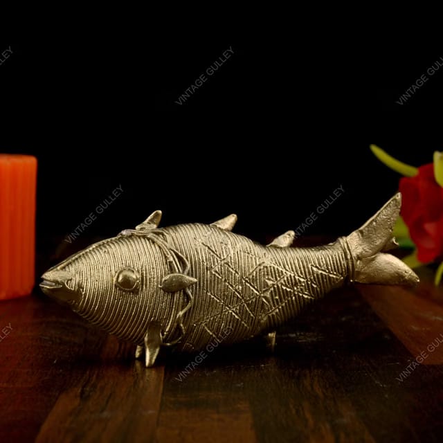 Vintage Gulley Brass Dhokra Fish Showpiece I Handmade I Handcrafted I Living Room I Figurine I Animal I Home Decor