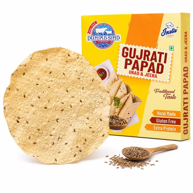 Punjab Sind Gujrati Papad, Urad & Jeera, Hand Made, Gluten Free, Protein, Traditional Taste