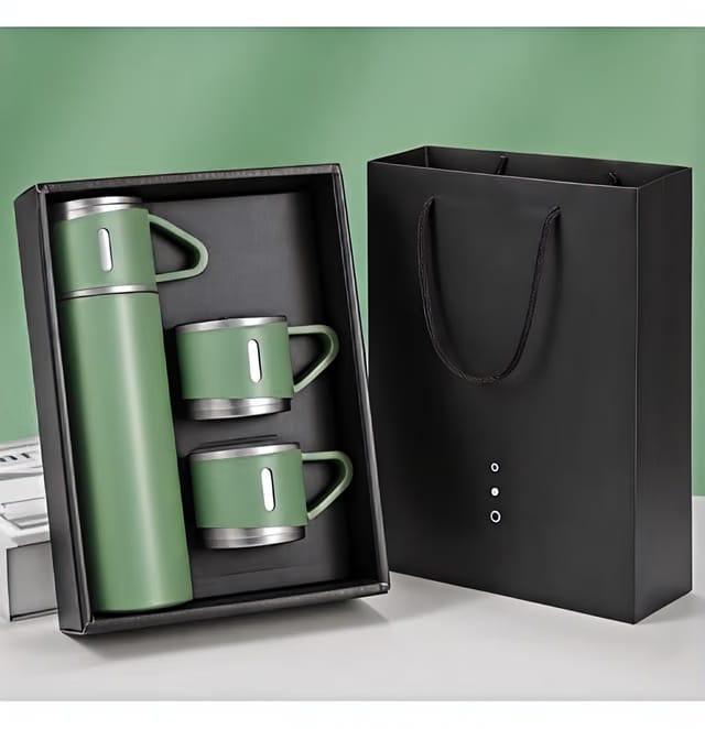 Drinkware Gift Set – Sleek Design with 1 Bottle Tumbler & 2 Cup in a Gift Box – Gifting Item for Diwali, Weddings