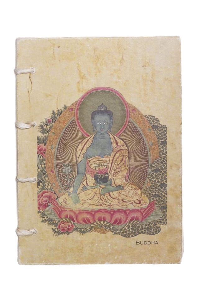 De Kulture Handmade Journal Buddha Artwork Travelogue Diary Eco Friendly Acid Free Paper, Swiss Binding, A5 Size