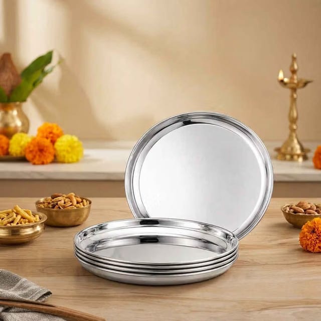 Stainless Steel Dinner Plate Set of 4