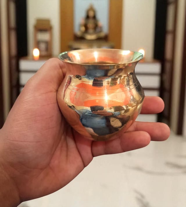 Heavy Pure Brass Lota Kalash Small Paragi for Home Puja, Temple Offerings, Pooja Rituals