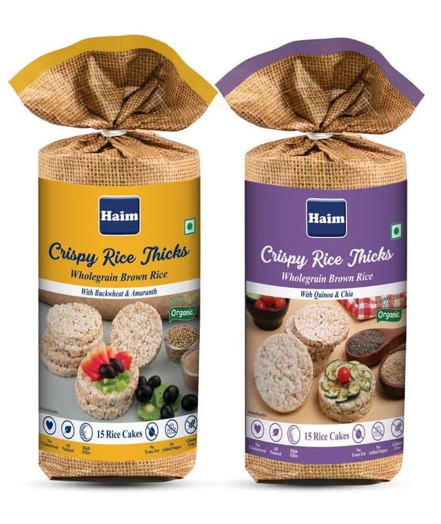 HAIM Combo Organic Brown Rice Cakes With Buckwheat-Amaranth & Quiono Chia