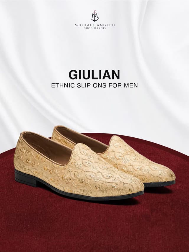 MICHAEL ANGELO Men Pointed Toe Woven Design Mojaris