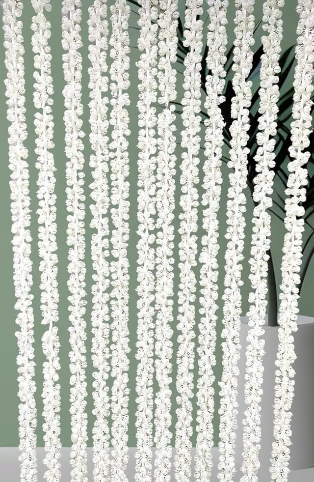 Decorative Artificial Mogra Jasmine Flower Garlands String (Set Of 6, White