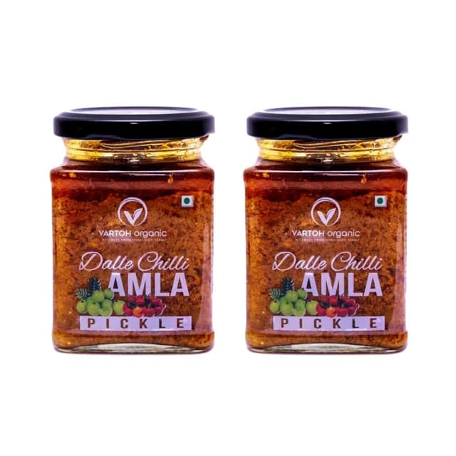 Vartoh Organic Dalle Chilli Amla Pickle – Pack of 2 x