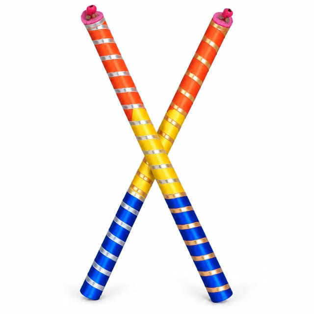 Raj Costume Dandiya Sticks for Navratri Garba Raas Dance, Wooden Pair for Kids & Adults
