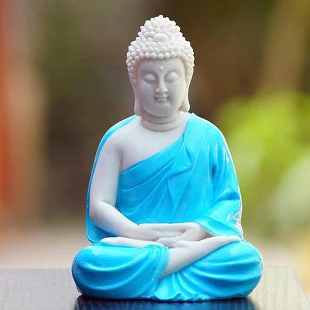 Premium Rare Handcrafted Polymarble Meditation/Dhyan Blue Buddha Statue Lord Figurine/Idol (Blue, 5.5-inch)