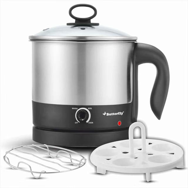 Matchless Multi Kettle 1.2 Liter Stainless Steel - With Egg Rack + Ss Rack, 600 Watts