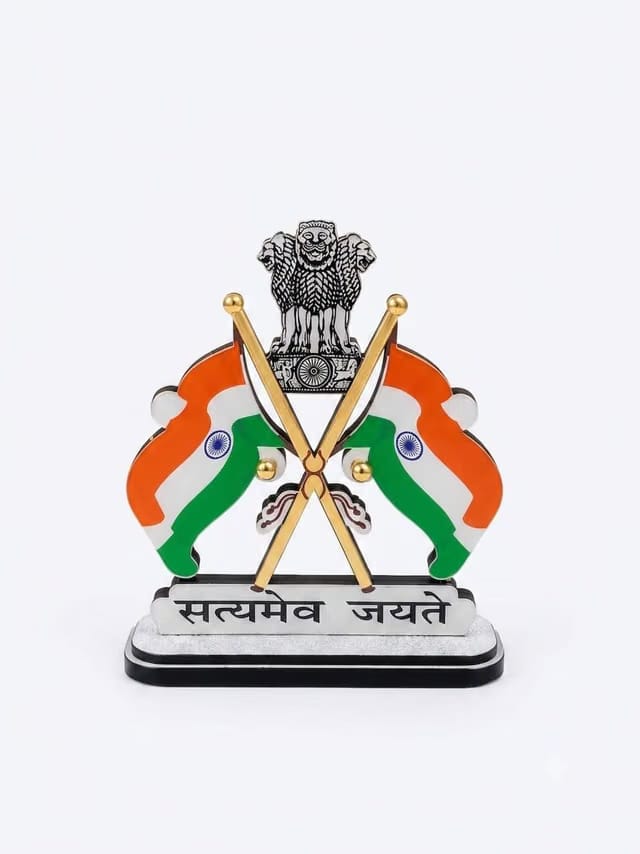 Bike Indian Flag with SJ Showpiece for Home & Office Table, Car Dashboard Figurines Stand Eliminator