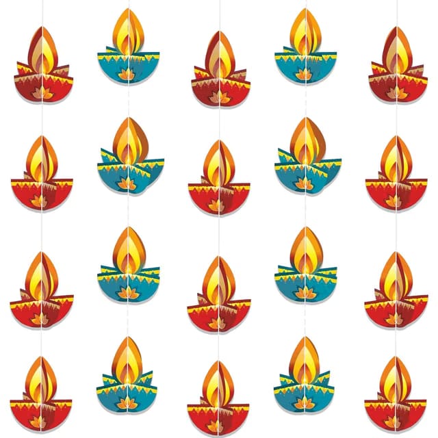 Happy Diwali Hanging Diya 3D Garland Decoration for Deepavali Decoration, Diwali Diyas Decoration for Home, Office