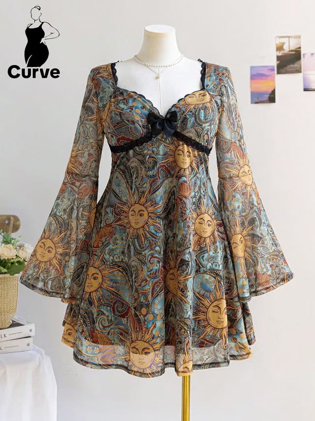 Women's Plus Size Bow A-Line Dress