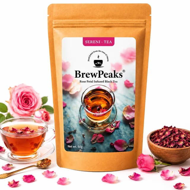 BrewPeaks SereniTea Floral Black Tea Blend with Rose Petals