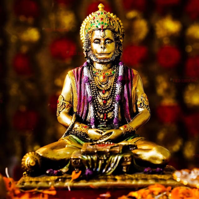 Lord Hanuman Idol in Sitting Position (19X15 cm) Bajrangbali Murti Showpiece for Home Temple Mandir Pooja Room Office