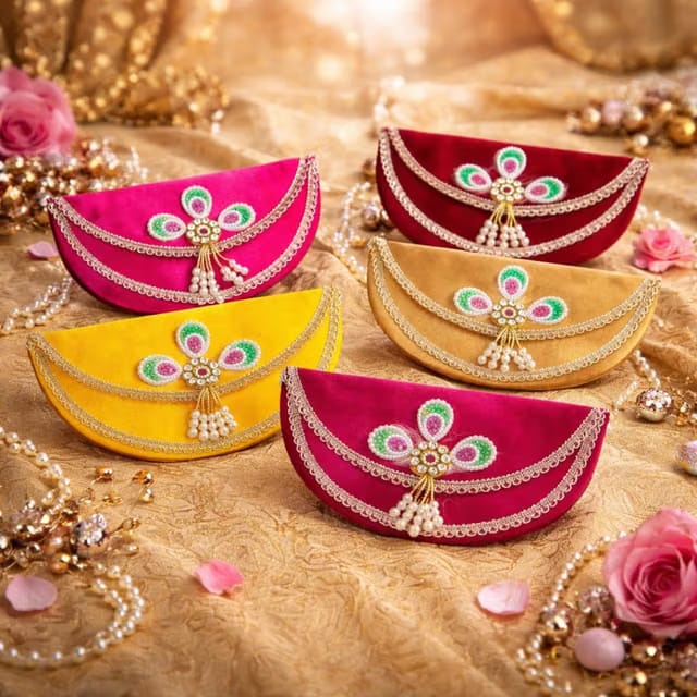Set of 3 Designer Fabric Shagun Envelopes for Money Gifting (Any 3 Colors)