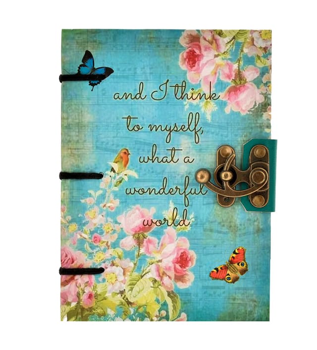 Wonderful World Diary In Euro Binding With 100% Recycled Handmade Paper- Paper Size - A5