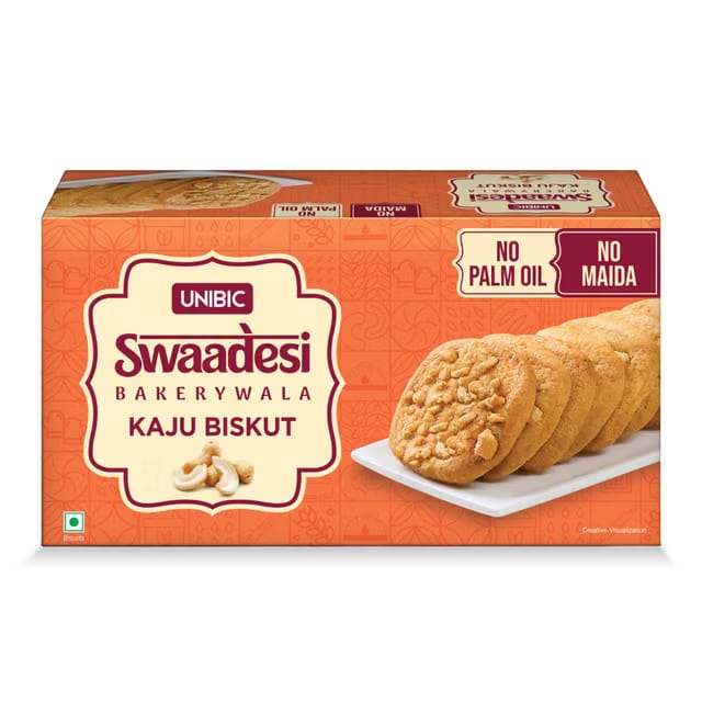Swaadesi Kaju Bakery Biscuits - No Maida, No Palm Oil I Bakery Biscuits I 225 gm/