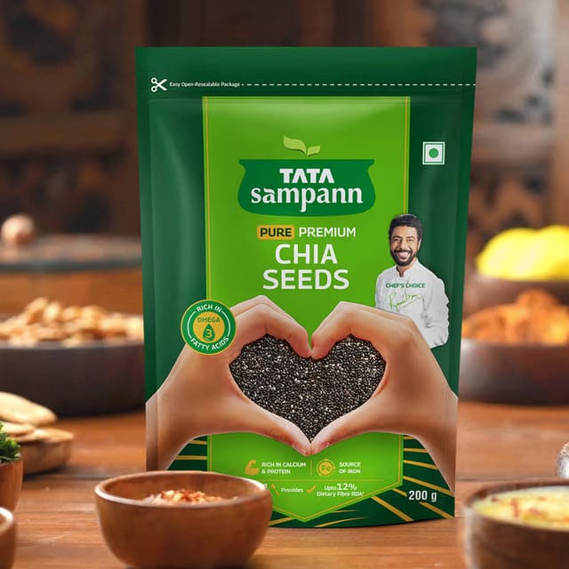 Tata Sampann Pure Chia Seeds, Rich in Calcium & Protein, Source of Iron