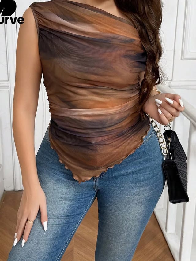 Women's Plus Size Gathered Tank Top