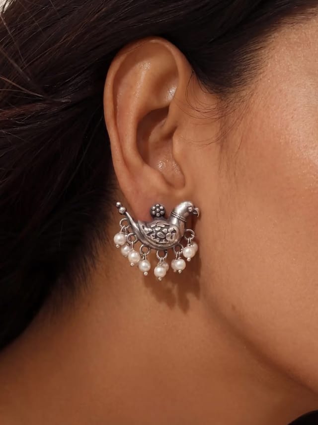 Bird Pearl Stud Earrings