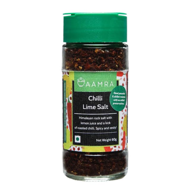 Aamra Chilli Lime Salt 60 Gm (Roasted Red Chilli Flakes, Lemon Juice & Himalayan Rock Salt)