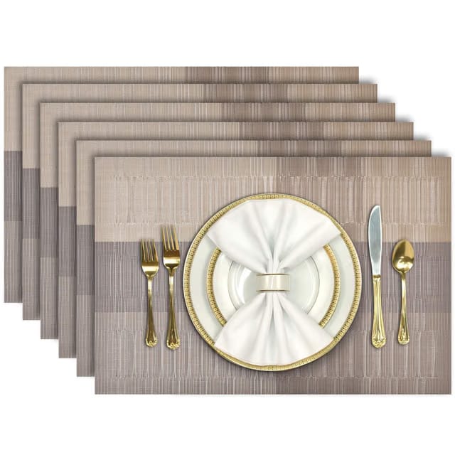 Aofmee Placemats, Placemats for Dining Table Set of 6, Heat Resistant Place Mats, Washable PVC Table Mats