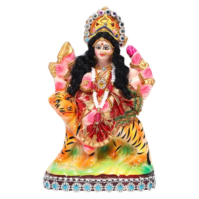 KSI Eco-Friendly Durga maa Idol Goddess Nav Durga MATA Statue Devi Sherawali MATA Murti for Puja