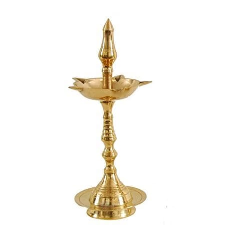 Collectible India Brass Fancy Kerala Diya Oil Lamp Stand for Puja Samai Diya for Diwali