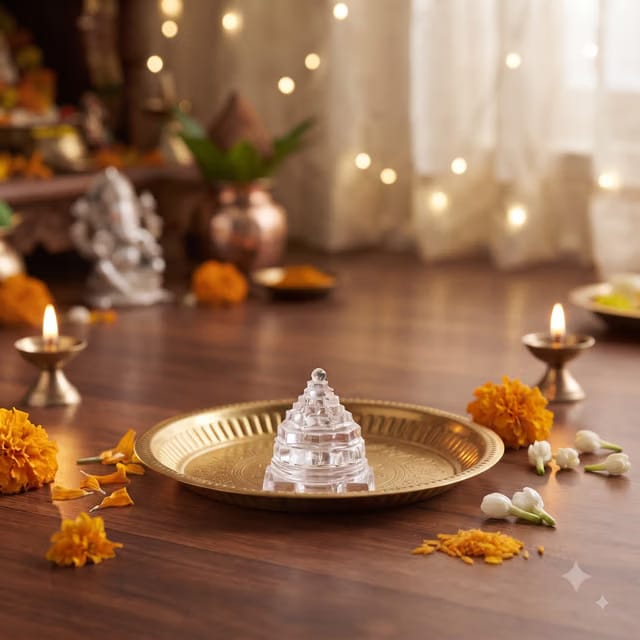 Sphatik Shree Yantra/Crystal shri Yantra 100% Pure (Original) for Pooja, Laxmi Shri Yantra, Shree Yantra