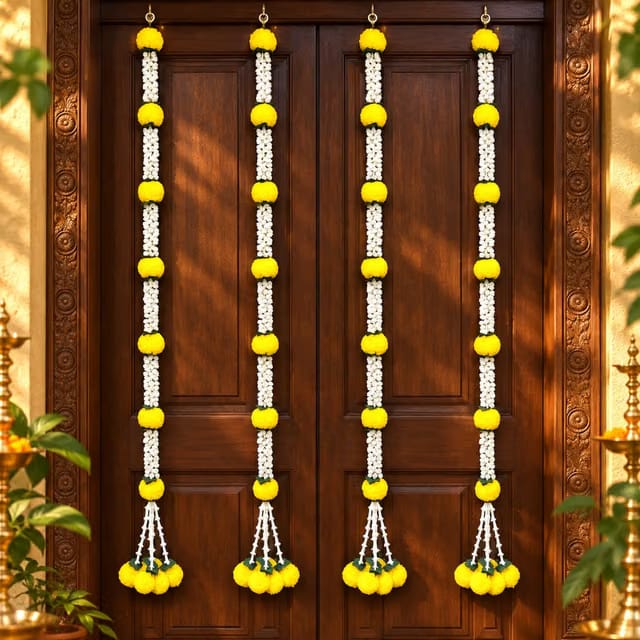 Artificial Marigold Pack of 4 Jasmine Flower Garland