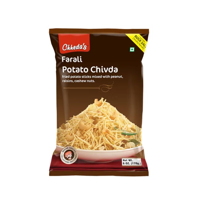 Chheda's Farali Potato Chivda - Crispy and Crunchy Potato Thins - Batata Chivda - Upvaas Chivda - Indian Namkeen Snack