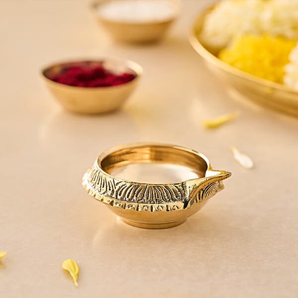 Brass Traditional Kuber Festive Diya, 1 pc