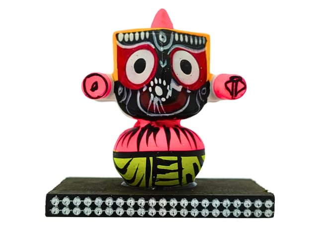 Handcrafted Lord Jagannath Idol, Wooden MDF Base, Hand Painted-for Home Deocr,TV Unit Decor, Car Dash Board, Puja, Shop
