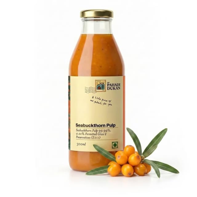 My Pahadi Dukan Himalayan Sea Buckthorn Pulp 300ml, Wild Berries, Rich in Omega 3 6 7 9 & Vitamin C