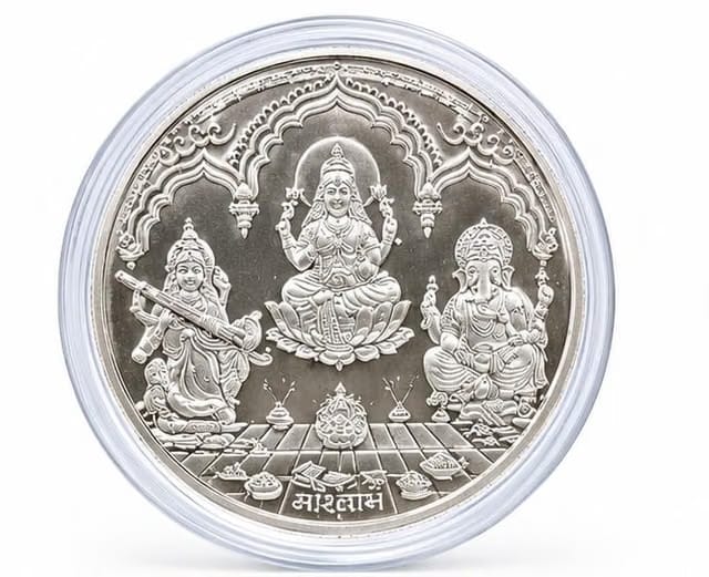 Pure Silver Laxmi Ganesh Coin