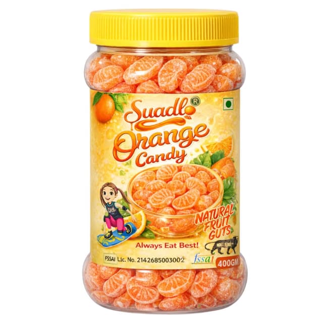 Suadlo Delicious Orange Candy 400G — Tangy Sweet Orange Flavour