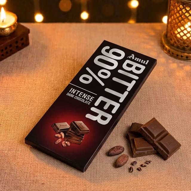 Amul Bitter 90% Intense Dark Chocolate bar