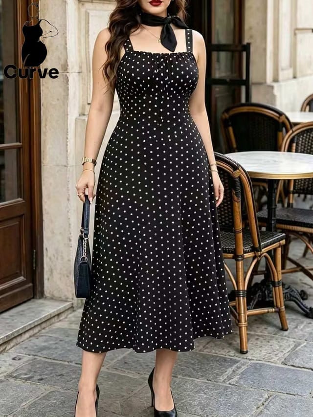 Women's Plus Size Drawstring Slip Dress