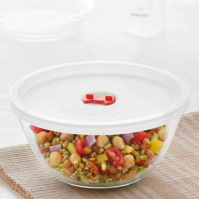 1.5 L Mixing & Serving Bowls With Lid, Borosilicate Glass Bowl, Oven & Microwave Safe Bowl