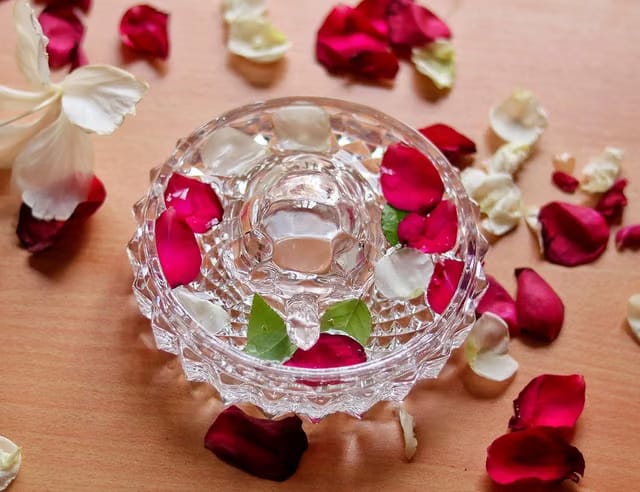 Decorative Crystal Glass Bowl for Floating Flowers & Potpourri – Elegant Centerpiece for Home, Wedding