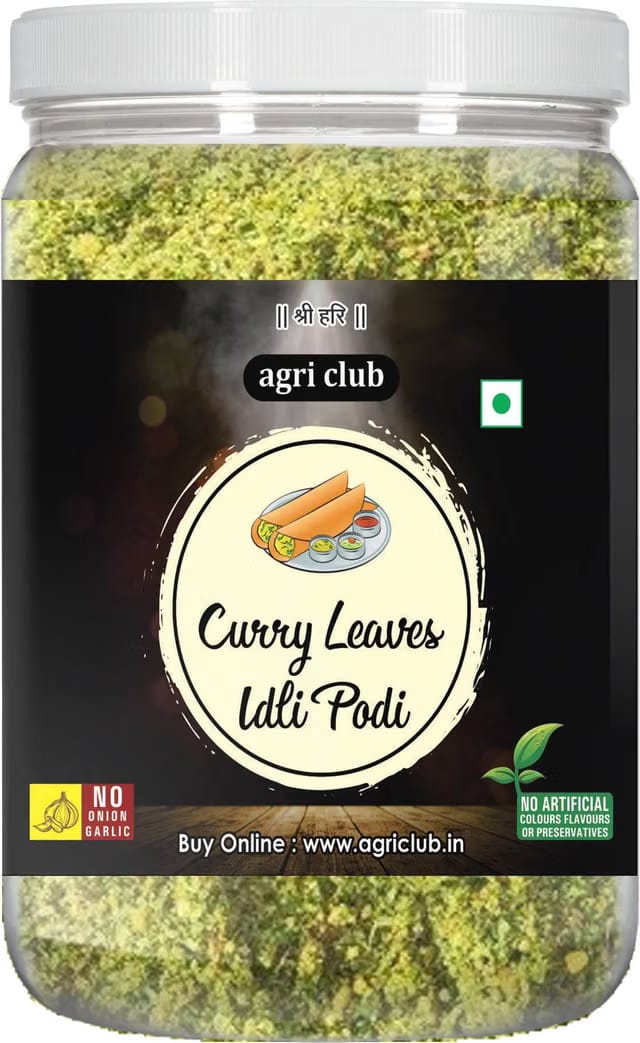 AGRI CLUB Curry Leaves Idli Podi (Powder) 200gm/7.05oz (Pure Spices)
