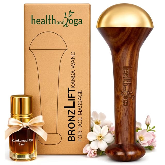 ® BronzLift Kansa Wand Facial Massage And Kumkumadi Face Oil - Bronze Ayurveda Face Yoga Beauty Tool