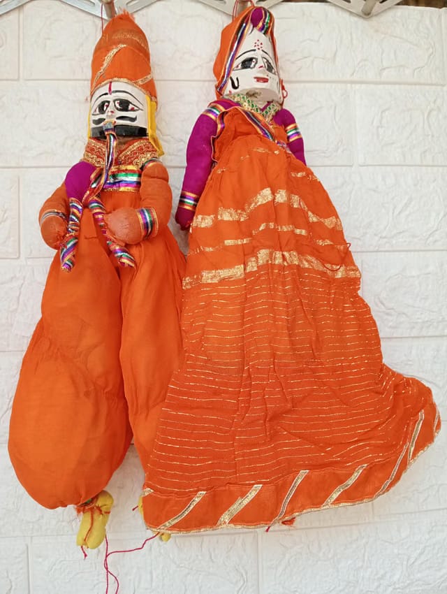 Nutts Traditional Rajasthani Colorful Wooden Face String, Wood Folk Puppets aka Kathputli aka Rajasthani Dolls Art