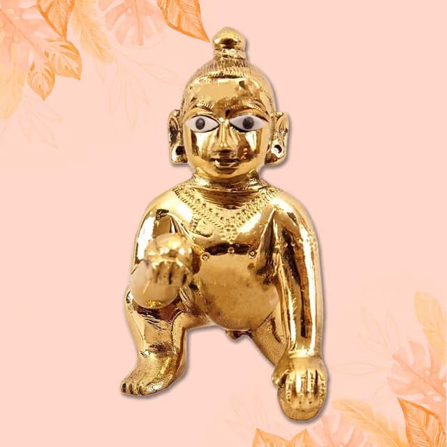 A&S Ventures Brass Laddu Gopal Idol Baby Laddoo Krishna murti Laddu Gopal Ji Kanha Ji Krishna Ji Attractive Pure