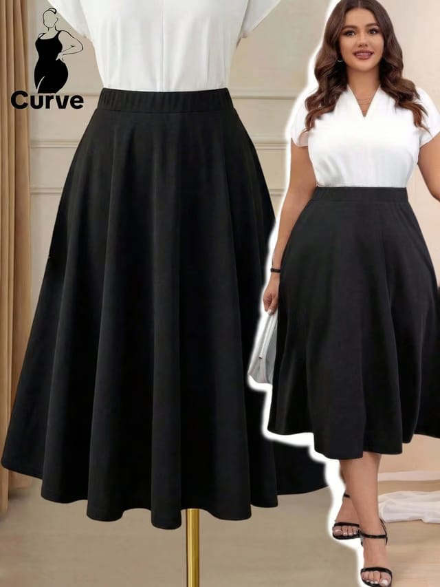 Women's Plus Size Pleated A-Line Skirt