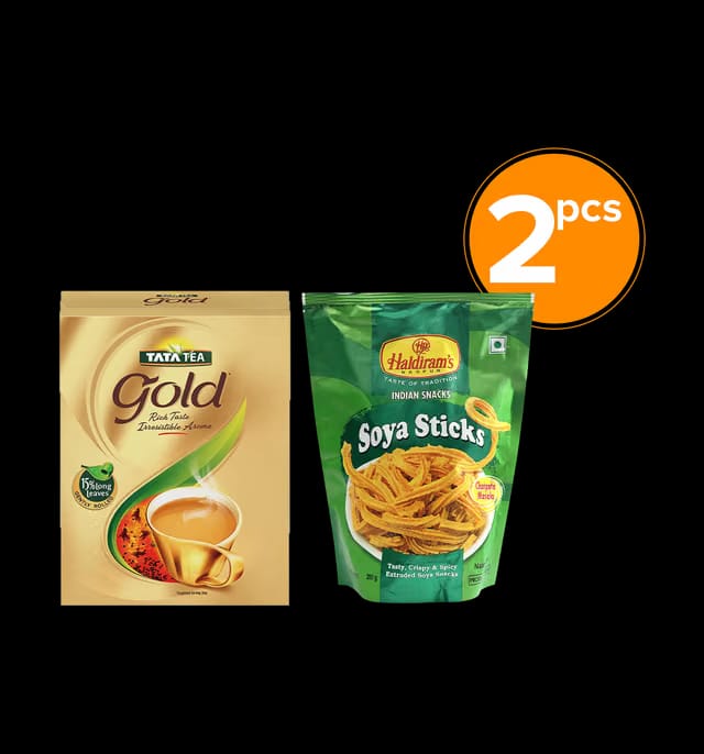 TATA Tea Gold Leaf & Haldiram's Soya Sticks Combo